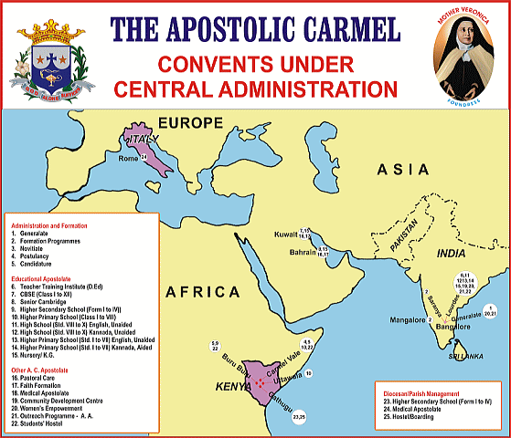 MAP OF CENTRALLY GOVERNED CONVENTS